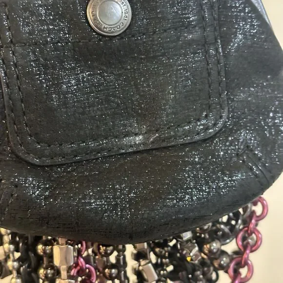 Coach Purse Poppy Tangled Chunky Metal Chains Rockstar Clutch Rhinestone Read - Picture 4 of 10
